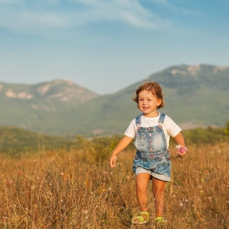 running through fields