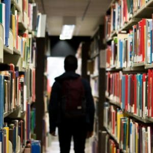 looking for books in library