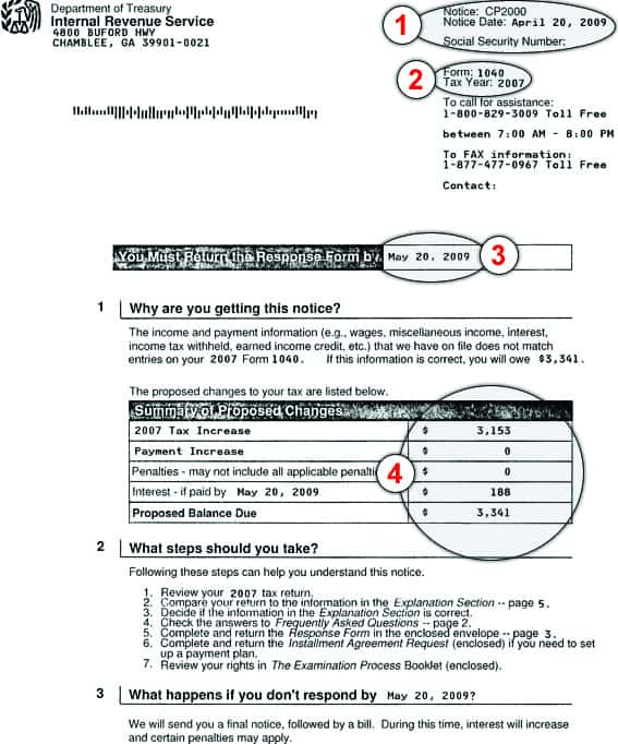 IRS Mailed Notice Example