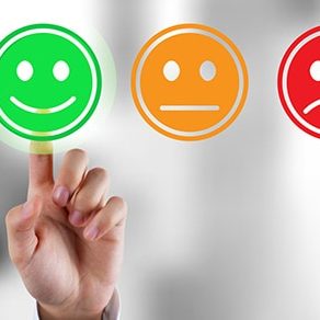 Customer survey feedback, a customer rating with happy icon